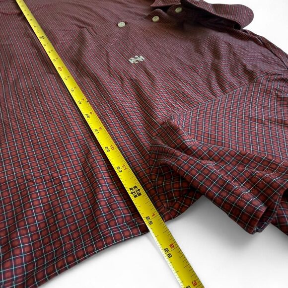 Izod Men's Burgundy and Red Check Plaid Golf Polo Shirt Mens XL Lightweight - Picture 5 of 6